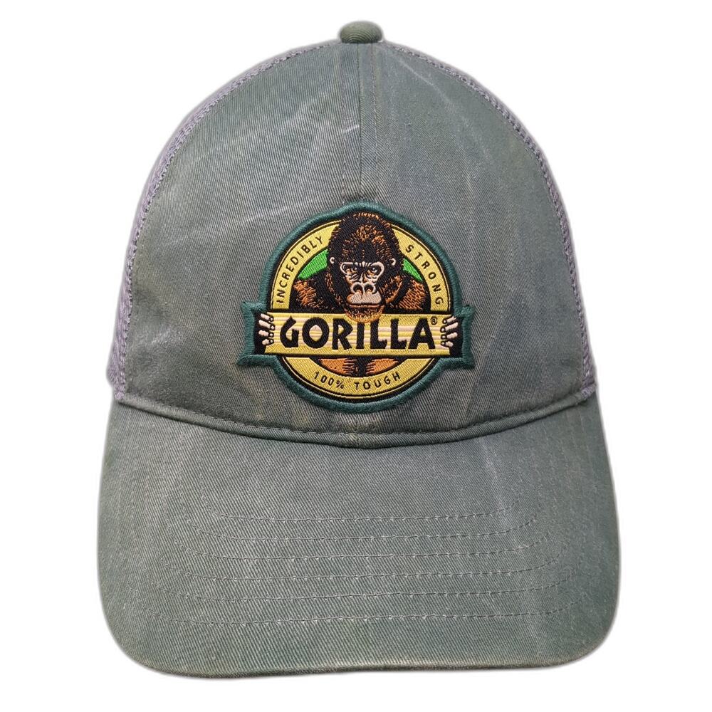 Gorilla Tough Incredibly Strong Strapback Trucker Hat Green One Size Mesh Back